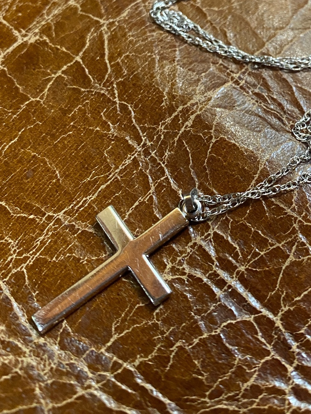 925 Sterling Silver cross necklace on 16” chain